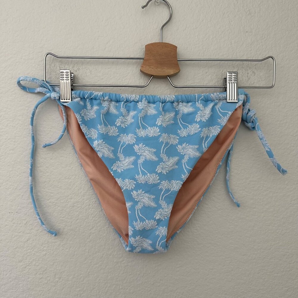 NWT Madewell String Bikini Bottom Low Waist Cheeky Floral Print Blue XL